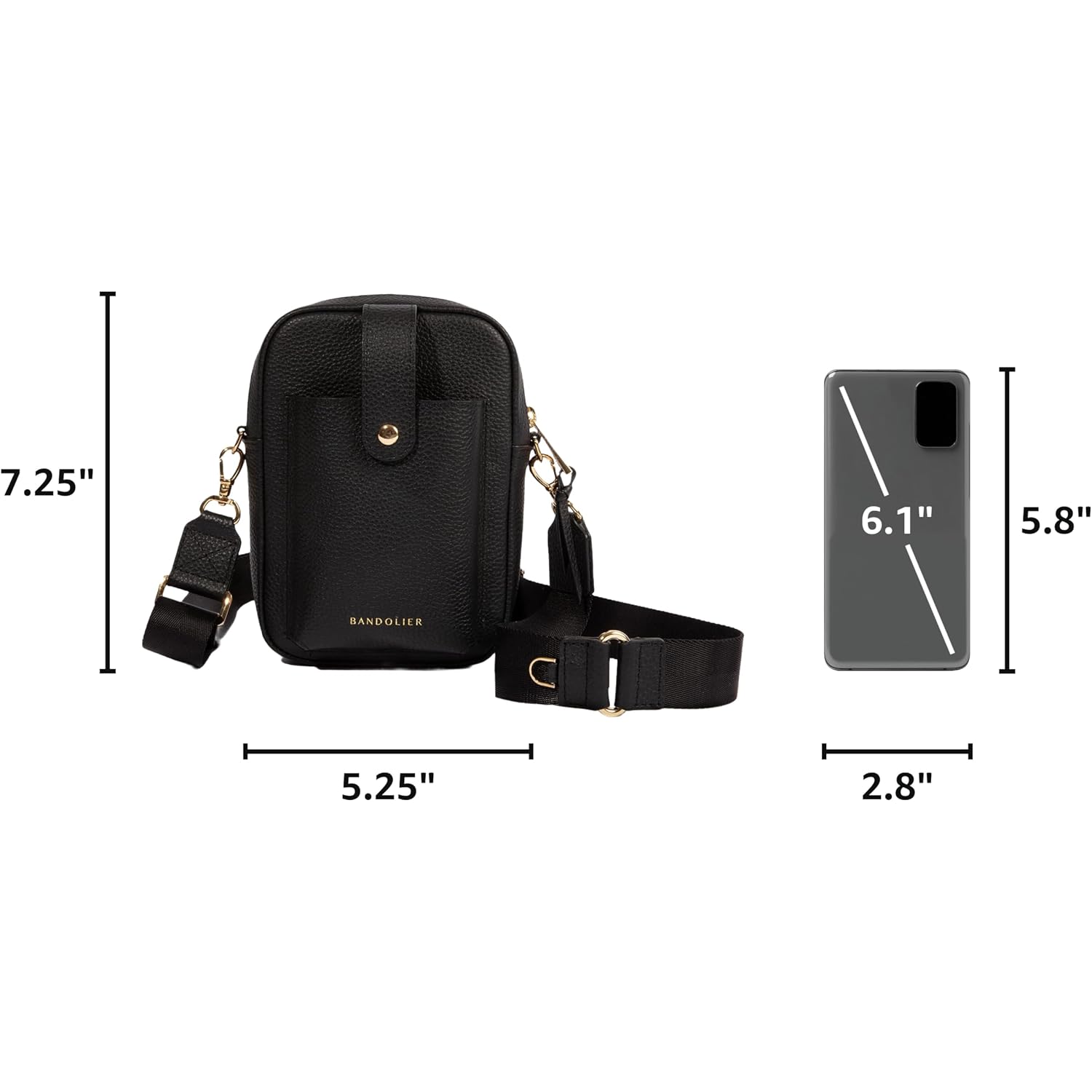 Bandolier Dillon Bag Crossbody | Stylish Pebble Leather Bag | Adjustable Strap, Exterior Slip Pocket | Bags For Women
