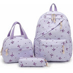 Crossbody Backpack With Bow, Travel And Campus Style Backpack For Women, Elegant Purple