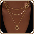 Poxtex Layered Gold Necklaces for Women, Stackable Dainty 14K Gold Silver Plated Trendy Simple Heart Diamond Cross Bow Circle Pendant Paperclip Choker Dot Chain Necklace,Jewelry Set Gifts for Women