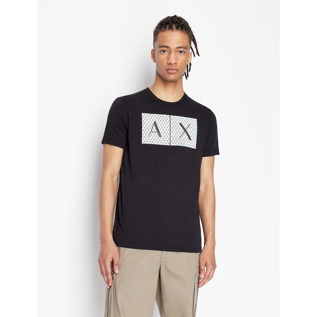 Armani Exchange Men'S Crew Neck Logo Tee T Shirt Grid Logo