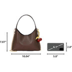 Small Hobo Bags For Women Cherry Shoulder Bag Purse Faux Leather Tote Handbag Trendy Chain Crossbody Bag