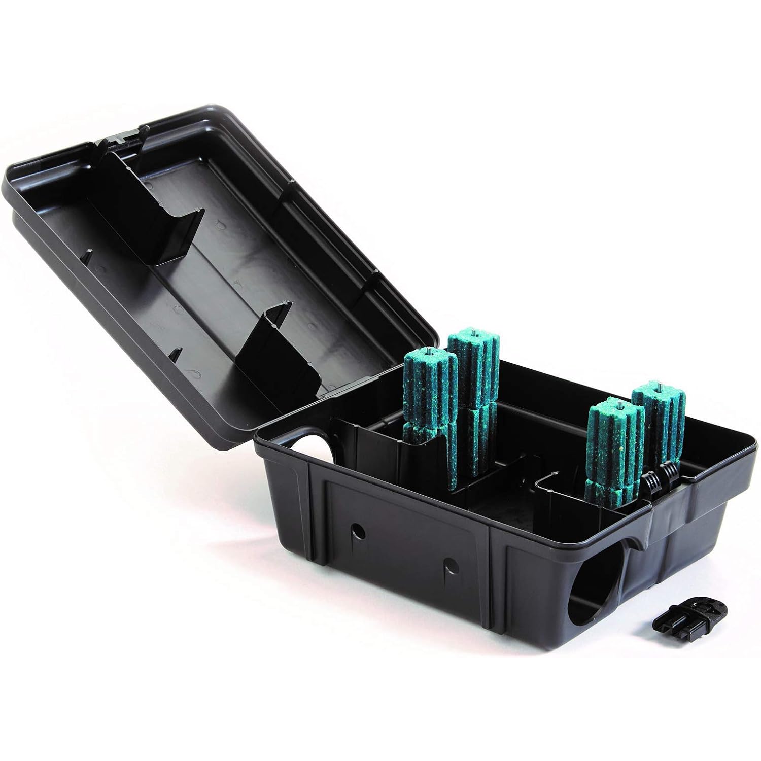 Tomcat Outpost Rat Bait Station, Set Of 6, Lockable Tamper-Resistant, Vertical Or Horizontal Mount, Black, 8.5" X 7" X 5"