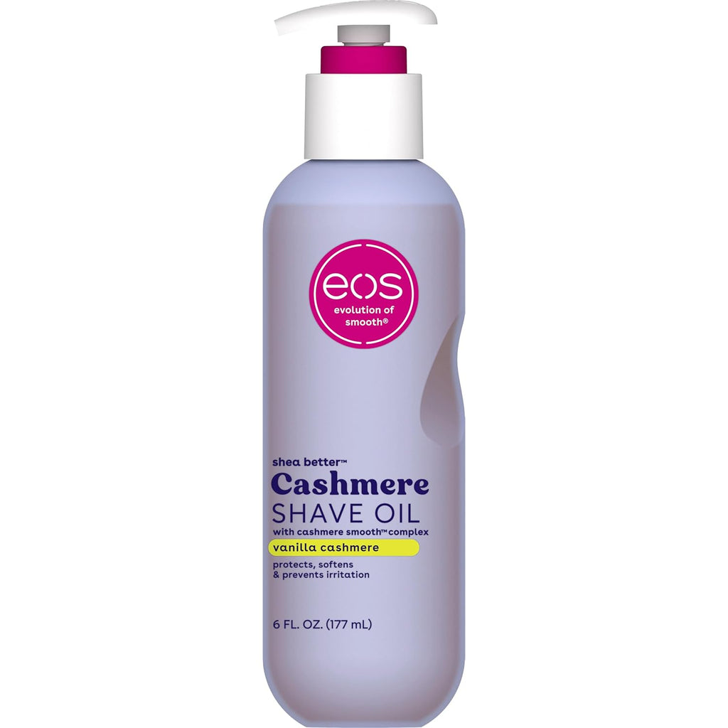 eos Cashmere Shave Oil – Vanilla Cashmere, Moisturizing Shave Oil with Shea Butter & Glycerin, Helps Prevents Irritation & Razor Burn, Vegan, 6 fl oz