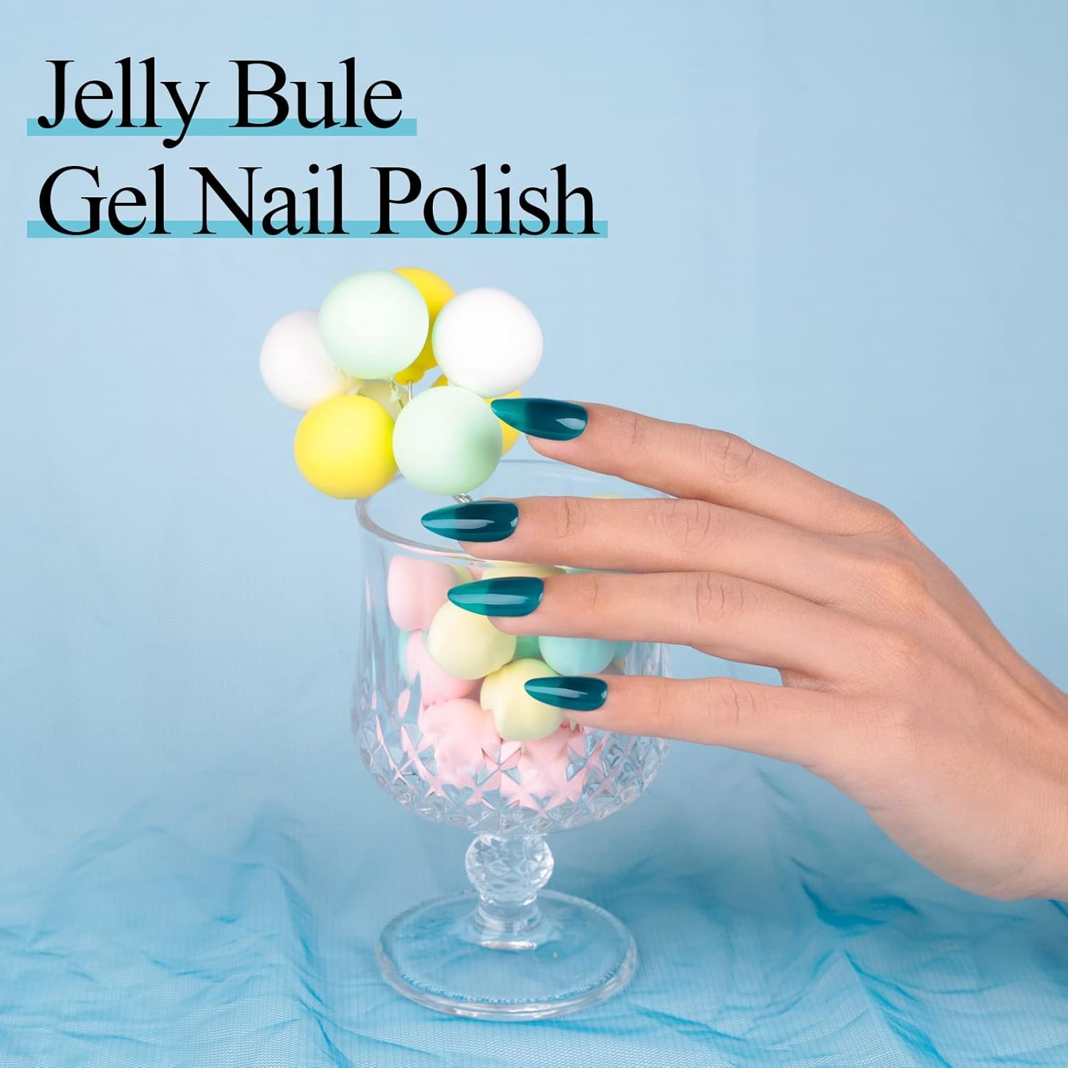 Aegean Blue Gel Nail Polish, 0.5 fl oz Translucent Blue Green gel polish Color Soak Off UV Lamp Nail Art Manicure Salon DIY Nail Design Christmas Halloween Decoration