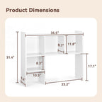 Oook White Desk Hutch, Dorm Organizers And Storage, Desktop Bookshelf With 5 Shelves, 3-Tier Wooden Desktop Organizer, Computer Desk With Hutch For Office Dorm Home
