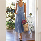Utcoco Denim Dress For Women Sleeveless Button Down Slim Fit Midi Jean Dresses For Women 2026