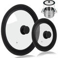Universal Lid For Pots Pans And Skillets, 2 Pack Pan Cover Fit 7", 8" 9" & 10", 11", 12" Diameter Cookware, Silicone Replacement Pan Lid Pot Lids For Frying Pans, Cast Iron,Tempered Glass Lid