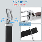 Reversible Leather Belt For Men 1.25" - Dual Sided Dress And Casual Belt, Trim To Fit, 2 Styles In One Belt
