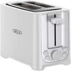 bella 2 Slice Toaster with Auto Shut Off - Extra Wide Slots & Removable Crumb Tray and Cancel, Defrost & Reheat Function - Toast Bread, Bagel & Waffle, White