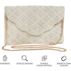 Bridal Purse Ivory Scallop Pearl Clutch Bag, Bridal Clutch, Hand Beaded Bride Purse For Evening Bag, Bachelorette Party, Gifts For Engagement, Bridal Shower, Wedding Party