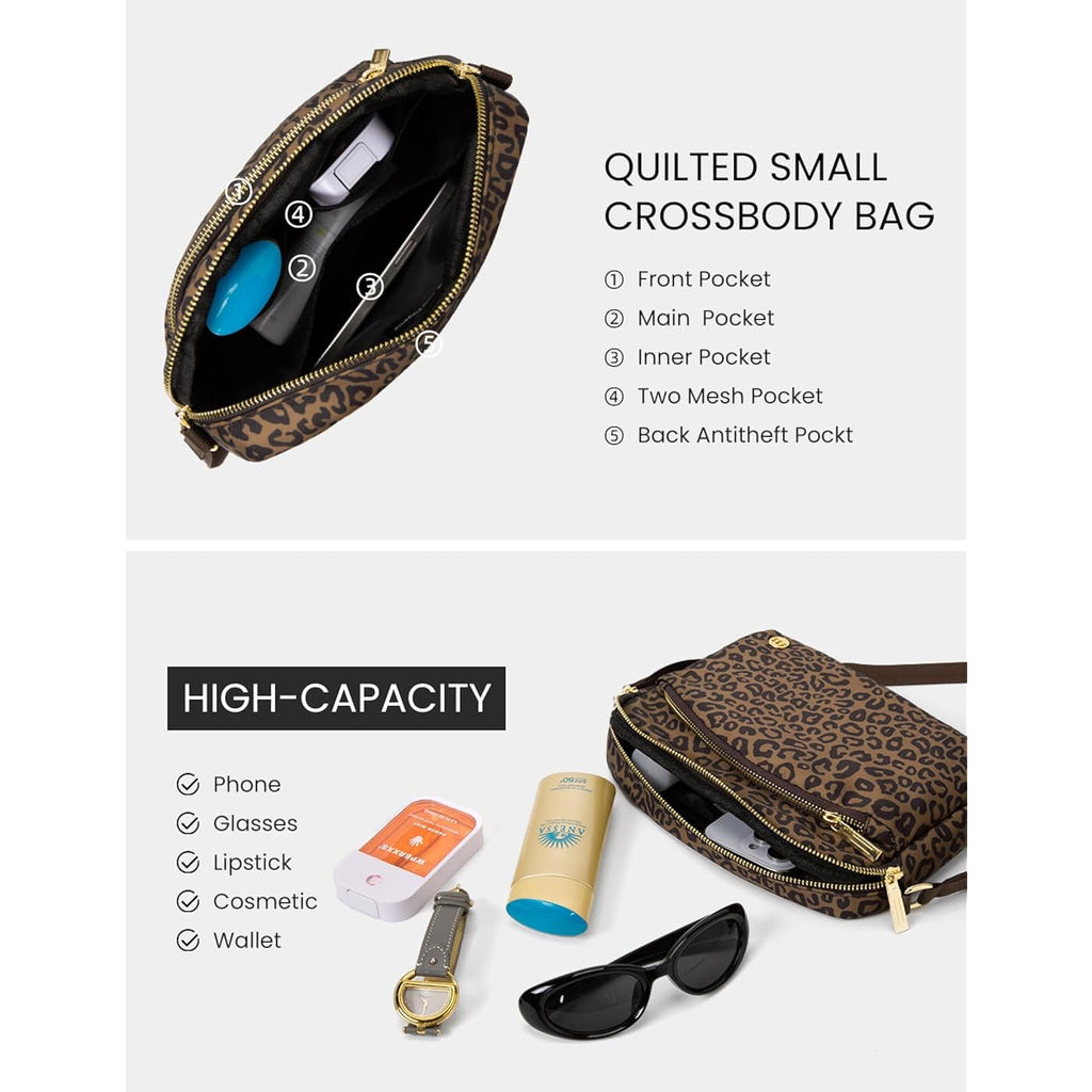 Mexs Everywhere Crossbody Bag 2L Metal Hardware, Casual Crossbody Bags For Women Travel Purse Shoulder Handbags Wallet
