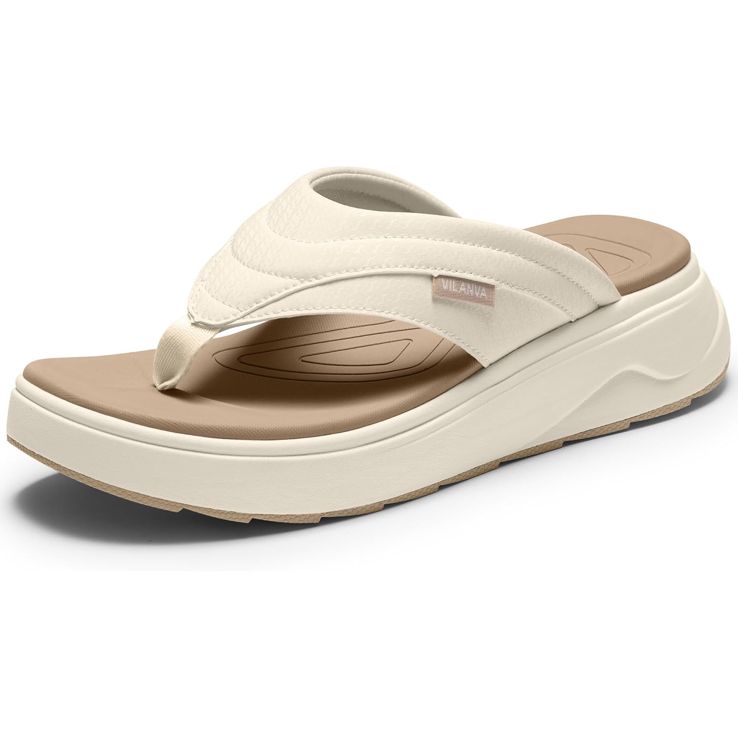 Vilanva Women'S Platform Flip Flops Cushioned Walking Sandals With Arch Support For Plantar Fasciitis Relief Lightweight Non-Slip Shoes For 2026 Summer Outfits