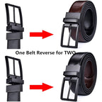 Beltox Fine Men'S Dress Belt Leather Reversible 1.25" Wide Rotated Buckle Gift Box