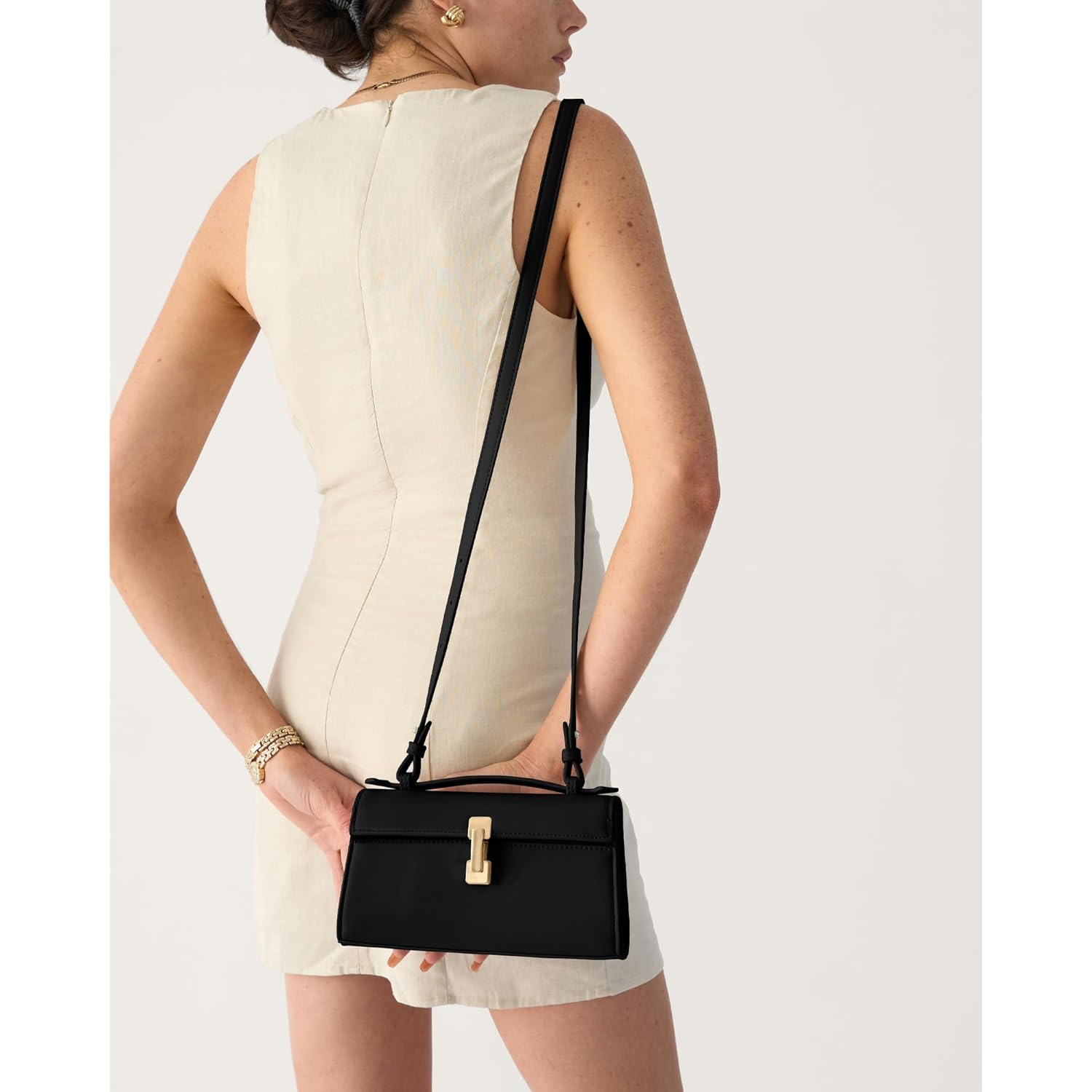 Clutch Purses for Women - Small Purse Top Handle - Evening Bag - Adjustable Crossbody Handbag - Trendy PU Leather
