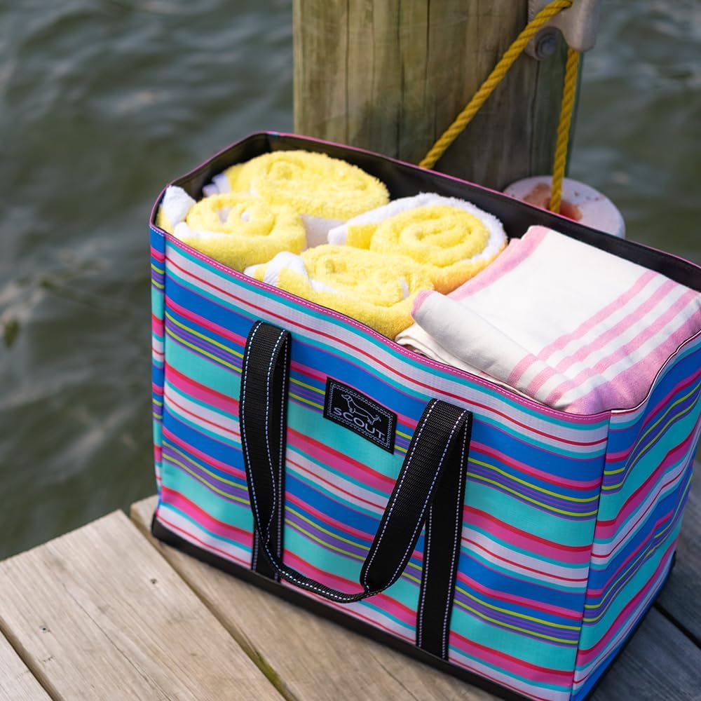 SCOUT Original Deano Tote - Durable Lightweight Open Top Beach, Pool & Lake Bag, Inside Zip Pocket, Folds Flat