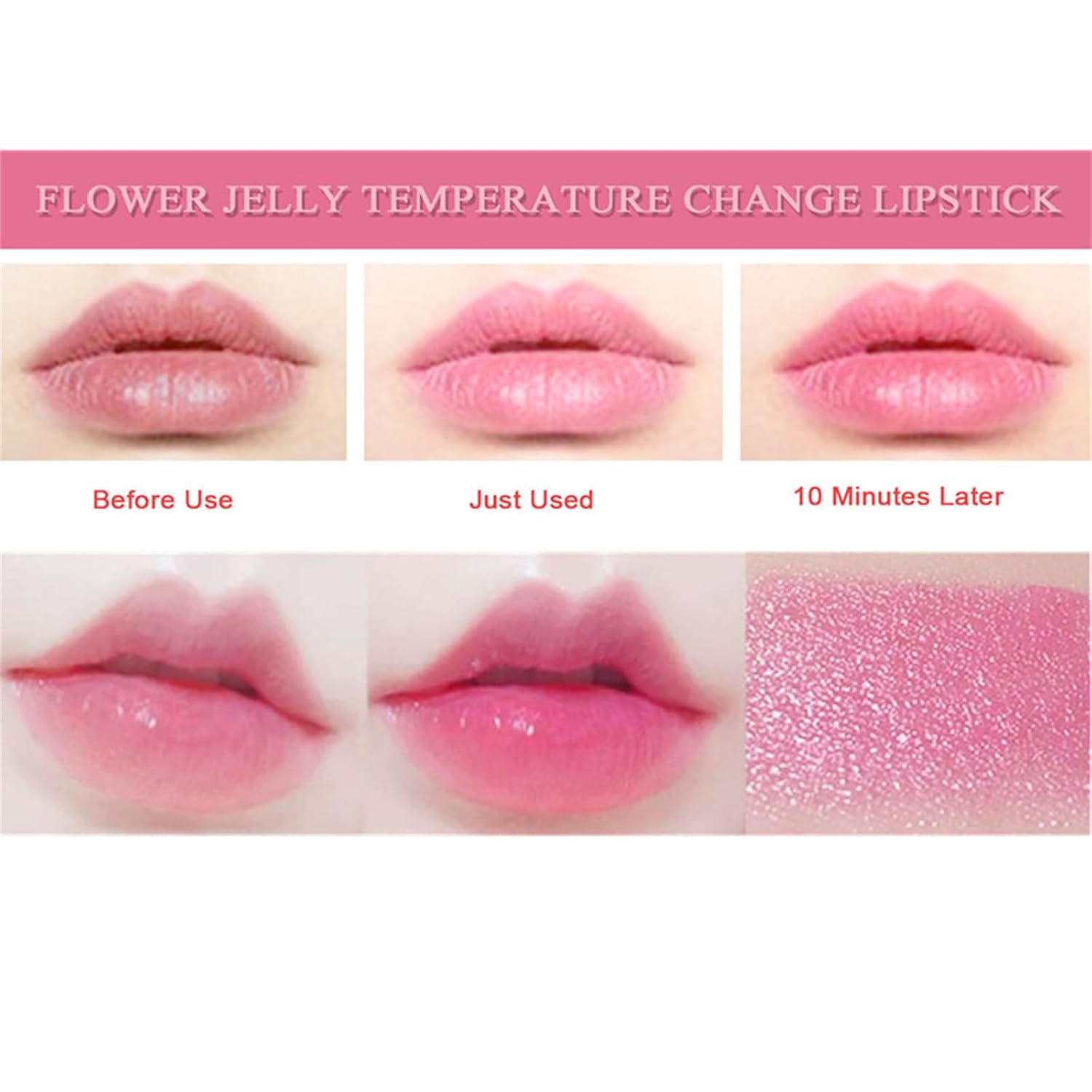 6 Pcs Crystal Flower Jelly Lipstick Set, Temperature Change Moisturizer Long Lasting Flower Lip Stick Nutritious Lip Balm Magic Color Change Lip Gloss Makeup