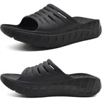 Kuailu Mens Recovery Sandals Orthotic Arch Support Open Toe Sport Slides Thick Cushion Orthopedic Plantar Fasciitis Slip On Wide Width Summer Pool Beach Waterproof