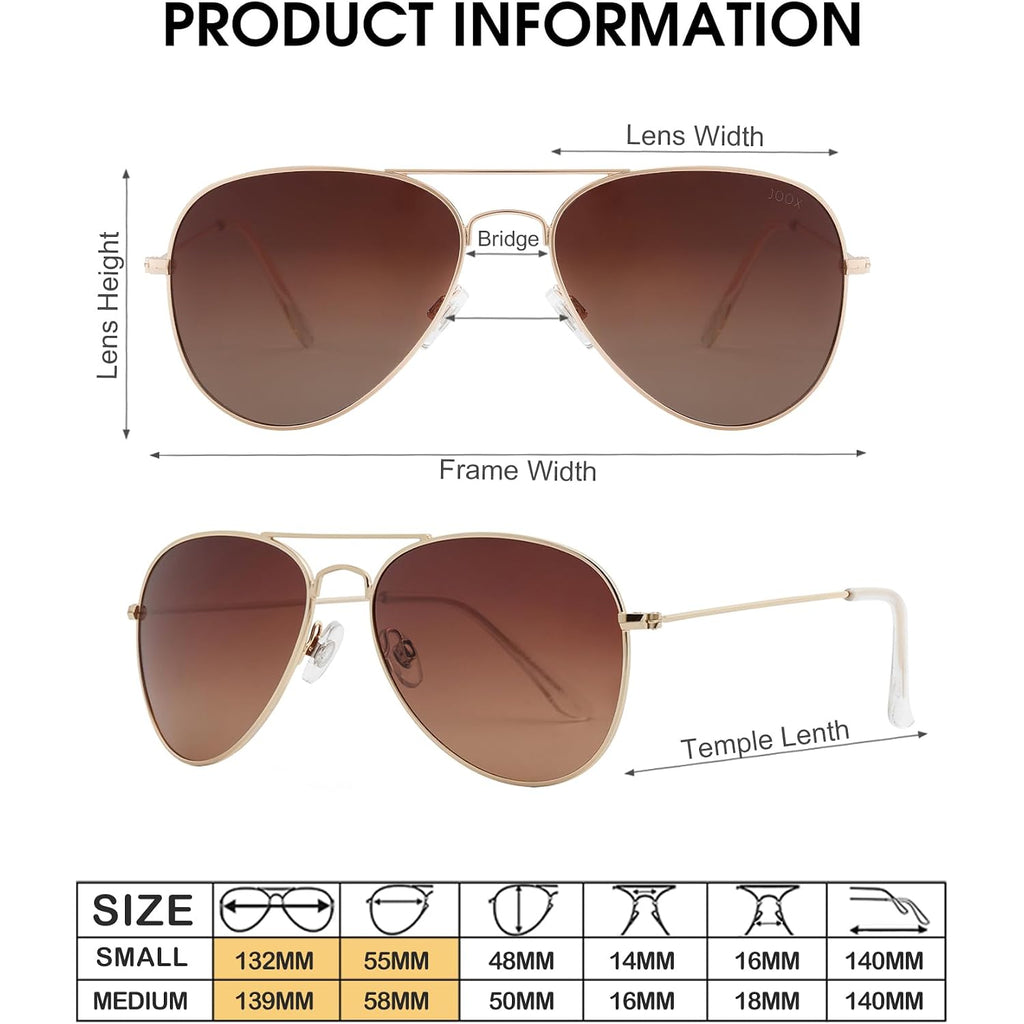 Polarized Aviator Sunglasses for Women Men, UV400 Protection Lens and Lightweight Metal Pilot Frame JX2775 Gold/Brown Gradient