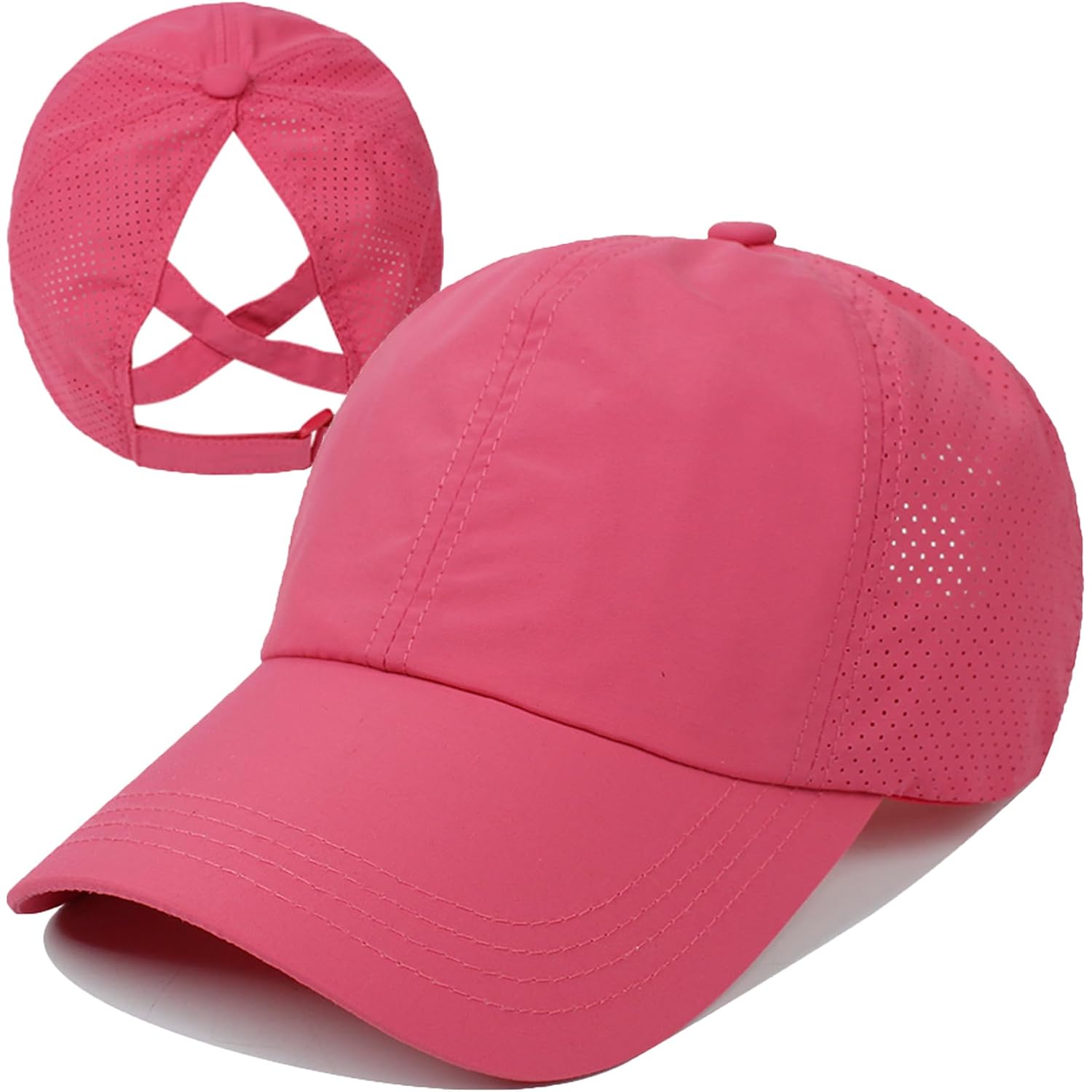 Uttpll Womens Ponytail Baseball Cap Adjustable Trucker Hats Summer Mesh Ponycap Outdoor Sports Criss Cross Caps Dad Hat