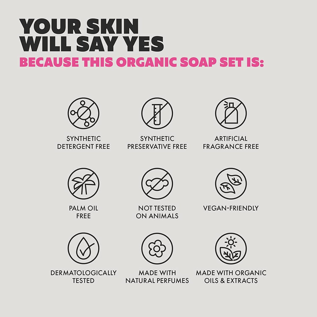 Skin Said Yes Organic Soap Bar (Pack Of 8) - Natural Soap Made In Greece | Tripple Milled | Nuorishing Shea Butter, Olive Oil, Lavander And Sandalwood, Aloe Vera & Cucumber Extract