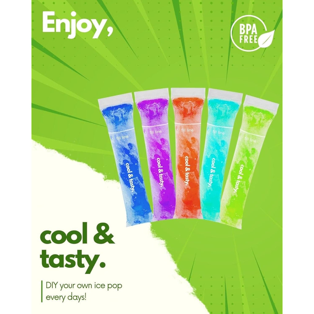 Ansmio 150 Disposable Popsicle Mold Bags With Zip Seals, 8X2" Freezer Tubes For Diy Ice Pops, Yogurt, Juice & Fruit Smoothies - Includes Funnel, Bpa-Free, Ice Pop Molds