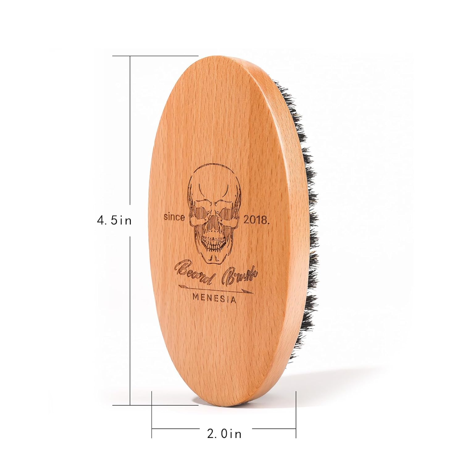 Boar Bristle Hair Beard Brush for Men, Pocket Travel Men's Wooden Small Soft Beard Brush (Skull)