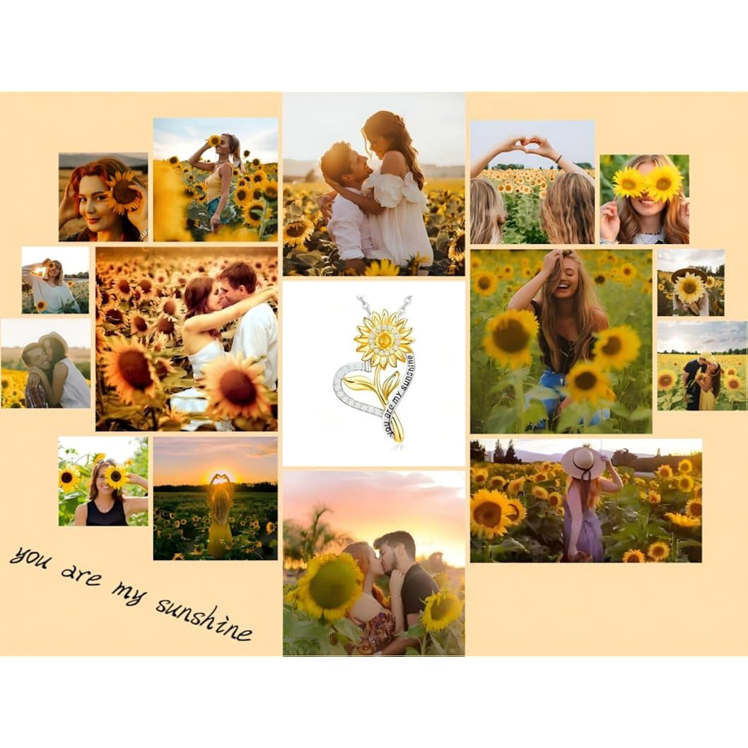 Anniversary Birthday Gifts for Women,Christmas Gifts for Women,Sunflower Necklace,18K Gold Plated You Are My Sunshine Necklace,Mothers Day Gifts for Wife,Girlfriend,Mom, Daughter,Sister