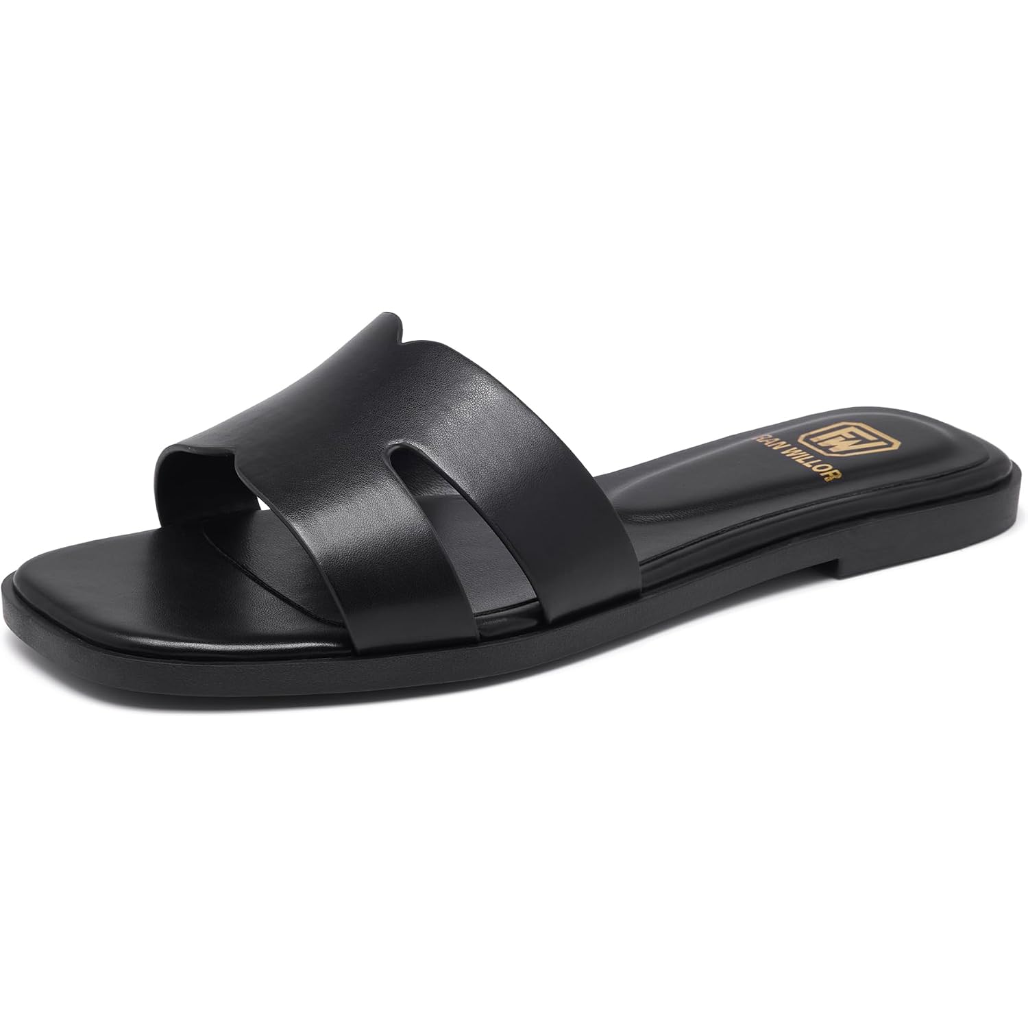 Women'S Flat Sandals Dressy Comfortable Slide Sandals Fashion Square Open Toe Slip On Beach Sandals For Summer