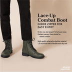 Amazon Essentials Women'S Lace-Up Combat Boots With Lug Sole And Side Zipper