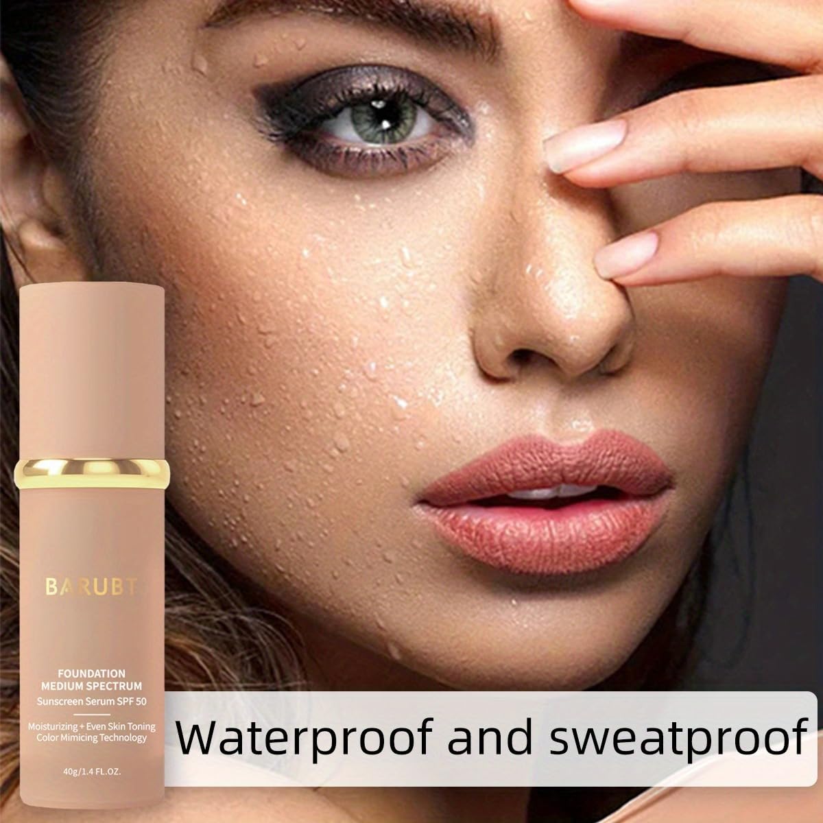 4 in 1 Color Changing Foundation with SPF 50 - Moisturizing Medium-Full Coverage Concealer, Medium Spectrum Foundation Cream, Long-Lasting Lightweight Makeup Liquid, Natural Look Cosmetics