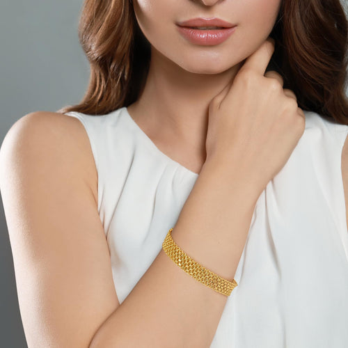 14K Gold Bracelets for Women 14K Gold Bracelet for Women Mesh Bracelet for Womens Bracelets Mesh Weaving Design Women's Link Chain 7/7.5 inches