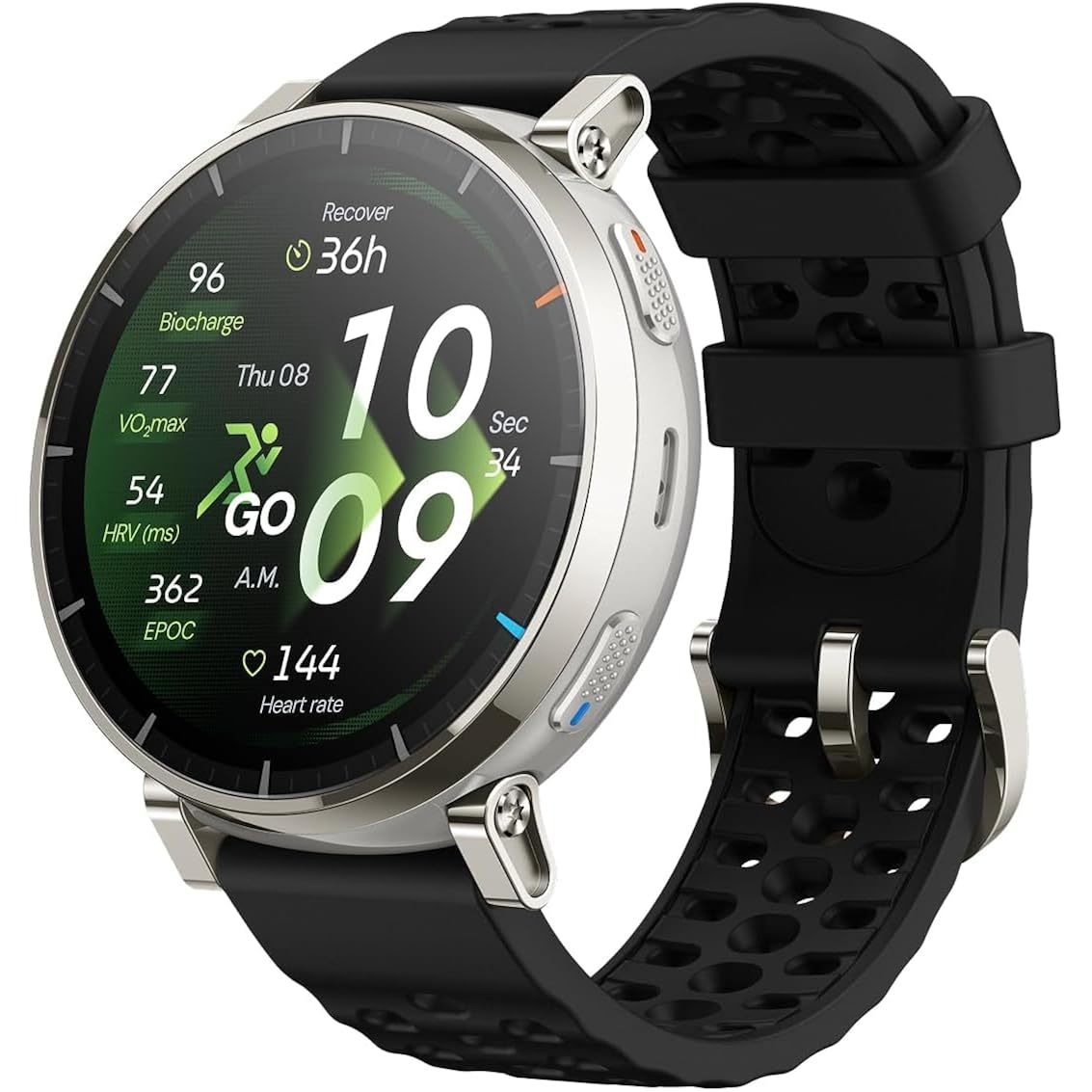 Amazfit Active 3 Premium Gps Running Smart Watch, 1.32" Amoled Sapphire Display, 12-Day Battery, 4Gb Storage, Offline Maps, 170+ Workout Modes, 5 Atm, Heart Rate & Fitness Tracker For Android & Iphone