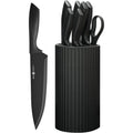 Knife Set, 8-Piece Kitchen Knife Set With Universal Block - Anti-Rust Chef Knives, Ergonomic Design, Dishwasher Safe (Black)