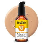 Truskin Sunscreen Serum For Face - Spf 30 Universal Tinted Mineral Sunscreen Face Serum With Zinc Oxide - Sheer, Lightweight Finish With Vitamin C, Hyaluronic Acid, Ceramides & Niacinamide, 1 Fl Oz