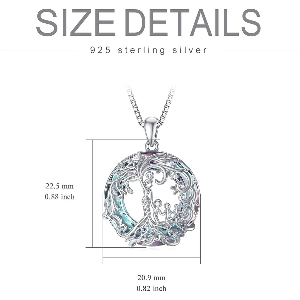 TOUPOP Mothers Gifts for Mom, Mother and Daughter/Son Necklace Sterling Silver Tree of Life Pendant with Austrian Crystal Jewelry Birthday Gifts for Women