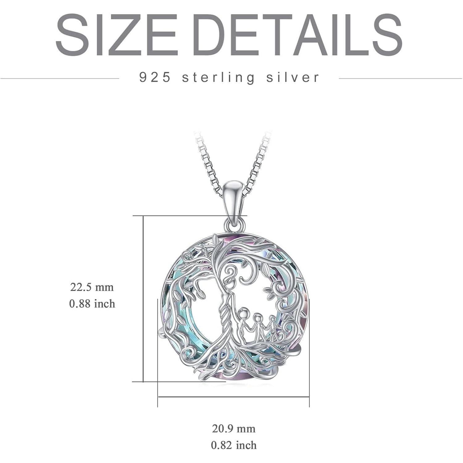 TOUPOP Mothers Gifts for Mom, Mother and Daughter/Son Necklace Sterling Silver Tree of Life Pendant with Austrian Crystal Jewelry Birthday Gifts for Women