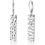 ALEXCRAFT 925 Sterling Silver Dangle Earrings for Women, 14K Gold Plated French Leverback Earrings, Hypoallergenic Lightweight Statement Hammer Square Bar Long Drop Earing for Women Trendy Jewelry