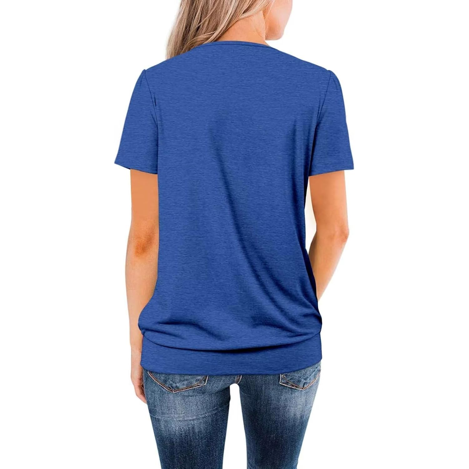 Womens Casual Short Sleeve Tunic Tops Scoop Neck T Shirts Summer Loose Fit Tunics