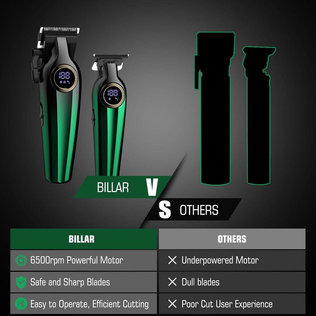 Billar Professional Hair Clipper For Men Hair Cutting Kit Men'S Beard Trimmer Hair Trimmer Shaver Cordless Barber Clippers And Trimmers（Green）