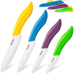 Updated Version Ceramic Knife Set 4-Piece Color With Sheaths (Includes 3" Paring Knife, 4" Fruit Knife, 5" Utility Knife, 6" Chef Knife) For Home Kitchen(Multicolour)