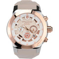 Mulco Luxury Watch For Women, Enchanted Maple - Silver Stainless Steel Case With Wrist Silicone Band, Large Face With Mother Of Pearl And Rose Gold, Quartz Analog Movement, Waterproof