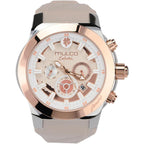 Mulco Luxury Watch For Women, Enchanted Maple - Silver Stainless Steel Case With Wrist Silicone Band, Large Face With Mother Of Pearl And Rose Gold, Quartz Analog Movement, Waterproof