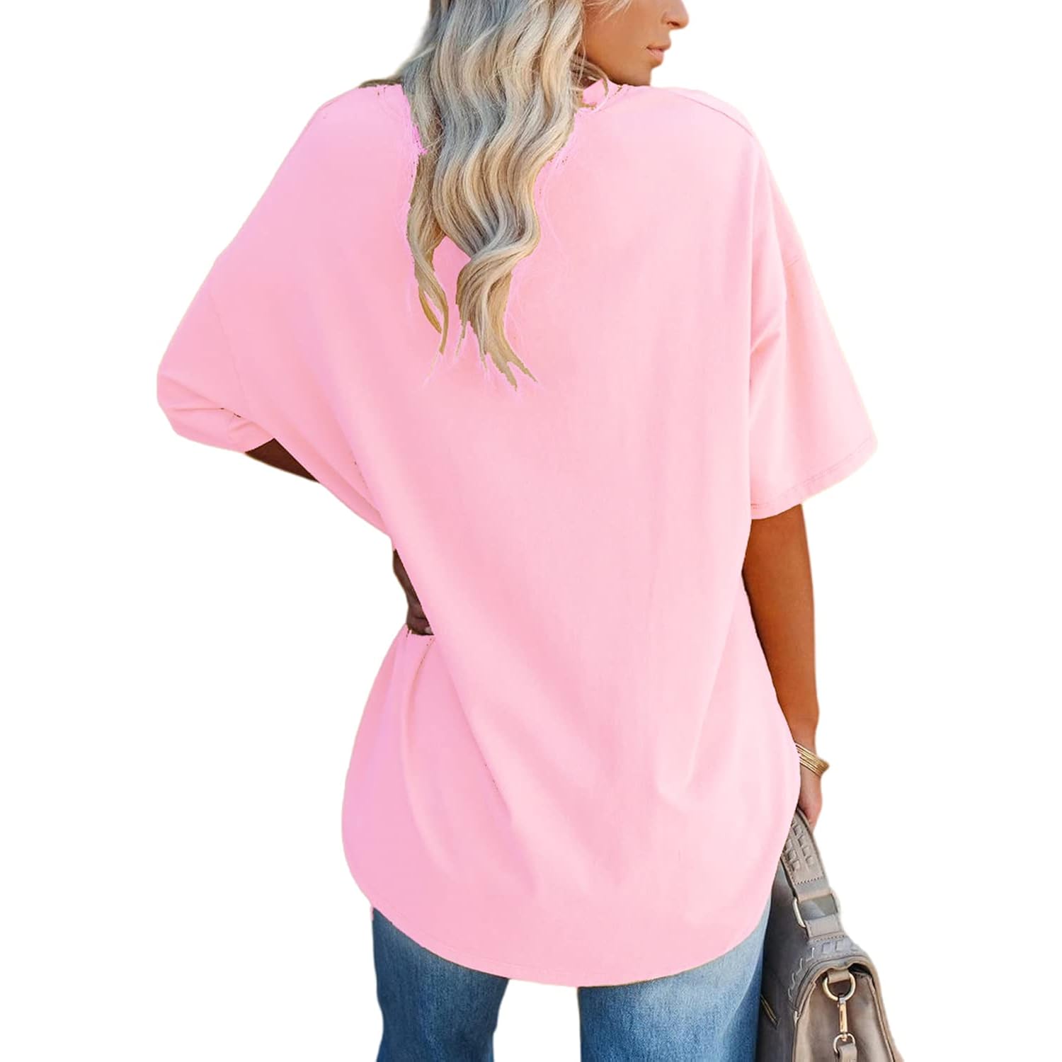 YEXIPO Women's Oversized T Shirts Graphic Tees Summer Short Sleeve Loose Fit Casual Crewneck Plain Tunic Tops