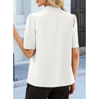 Evaless Blouses For Women Dressy Casual Summer Short Sleeve Button Down Shirts Business Work Tops