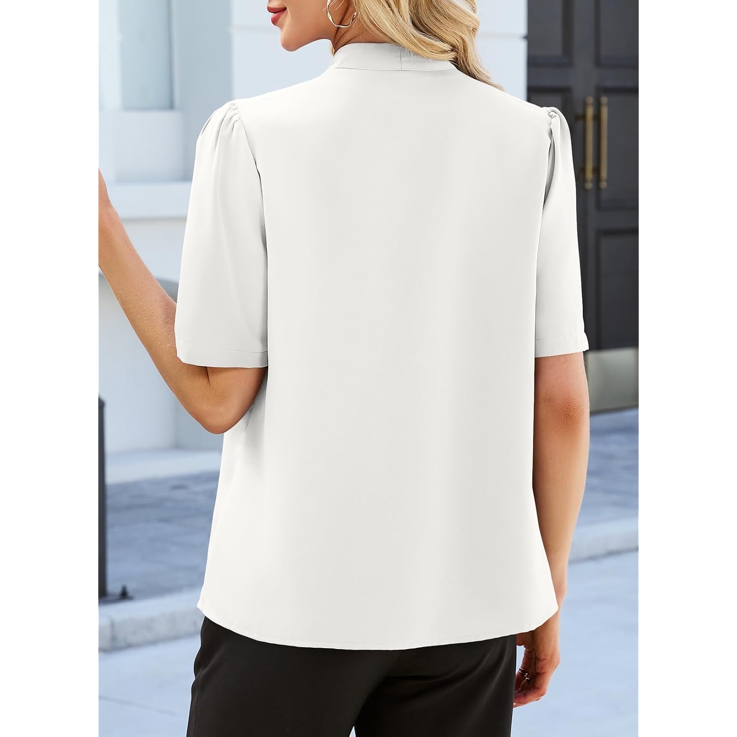 Evaless Blouses For Women Dressy Casual Summer Short Sleeve Button Down Shirts Business Work Tops