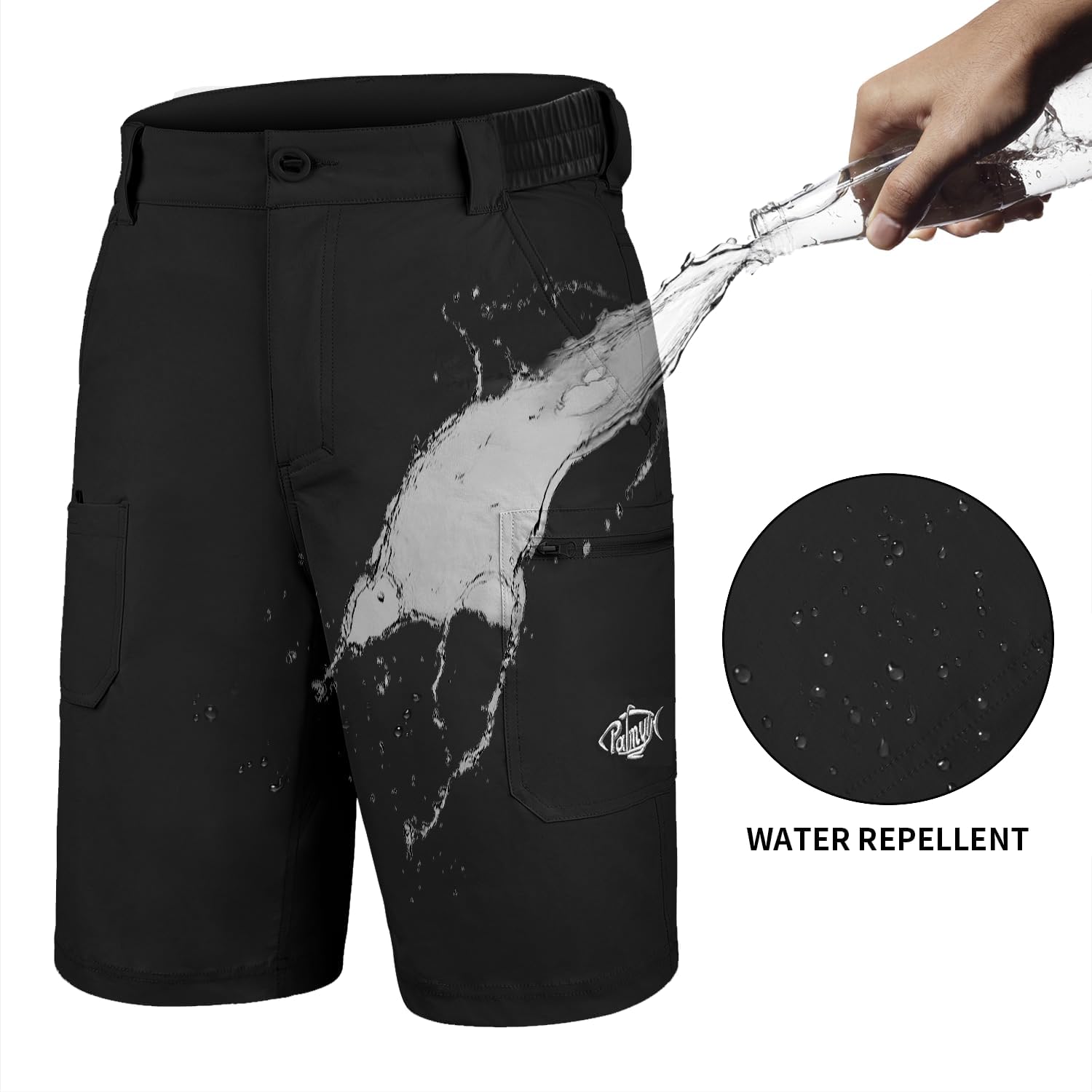 Palmyth Men'S Fishing Short Quick Dry 10.5” Sun Protection Uv Upf 50+ Cargo Shorts Water Resistant For Saltwater Freshwater