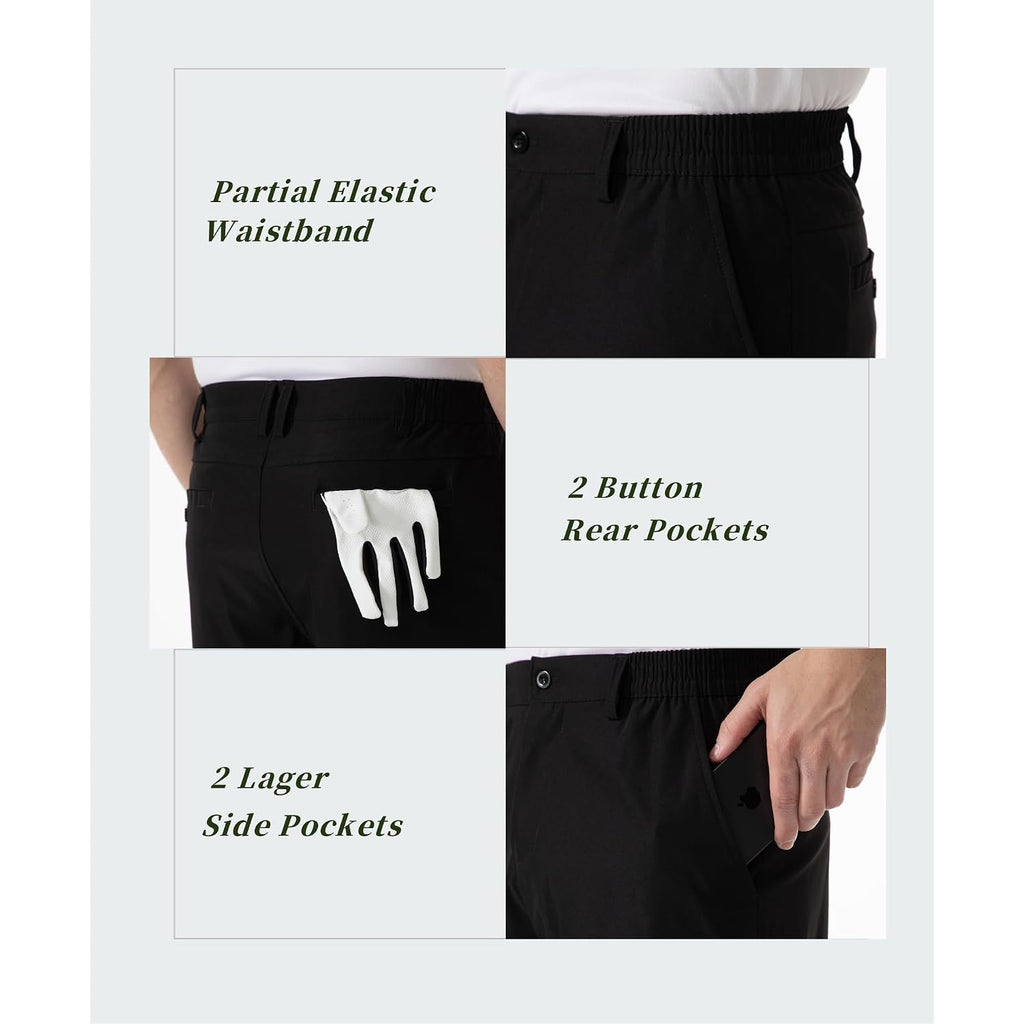 Six Islands Men'S Golf Hybrid Shorts 9 Inch Inseam With Pockets Quick Dry Stretch Flat Front Casual Work Dress Shorts For Men
