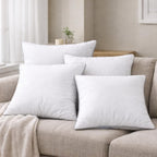 18x18 Throw Pillow Inserts Set of 4, 500g Extra Filled Decorative Pillow Inserts with Grey Piped Edge, Soft Fluffy Supportive Couch Sofa Bed Pillow Forms, Hypoallergenic Polyester Fiber, White