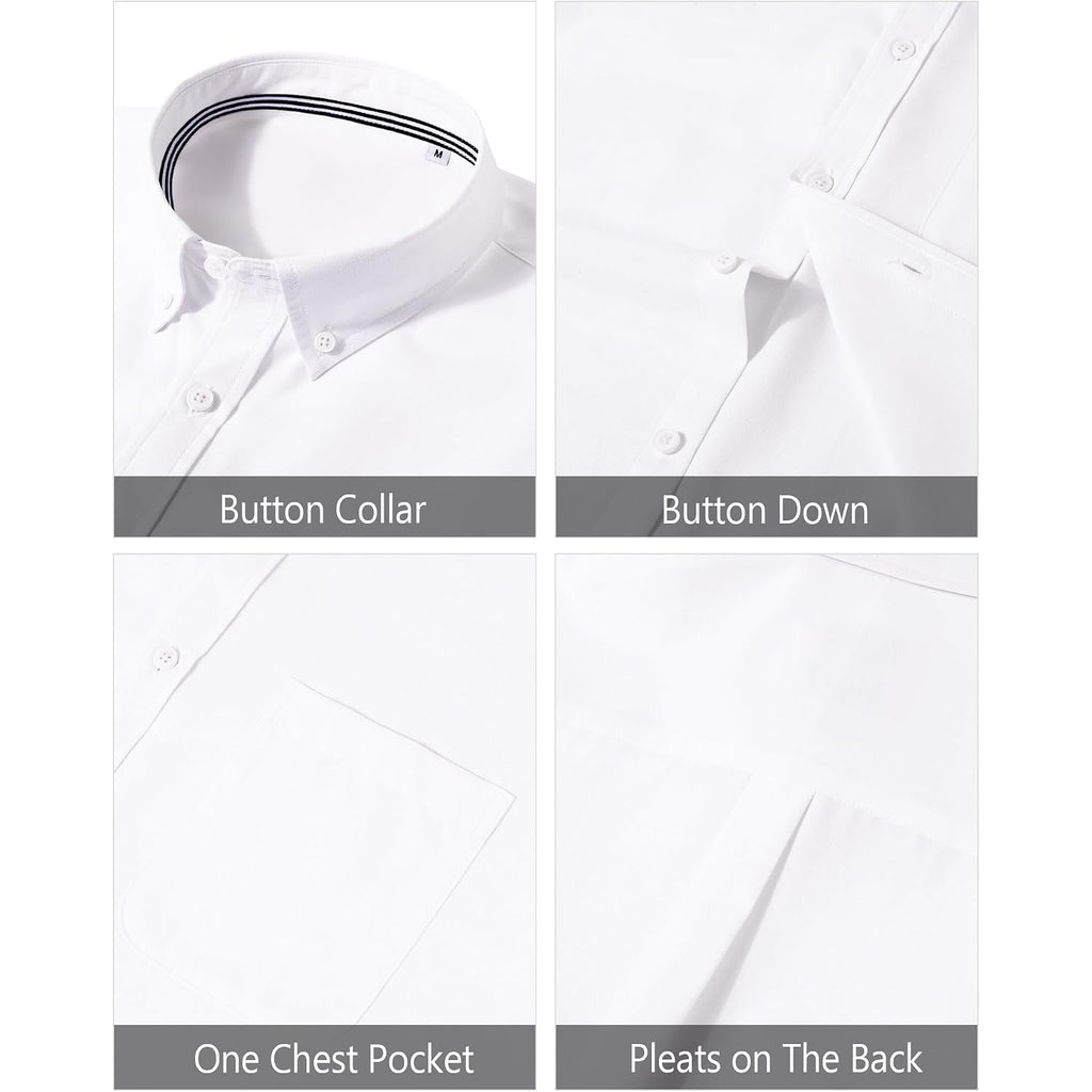 J.Ver Men'S Oxford Shirt Solid Casual Button Down Collar Shirts Long Sleeve Dress Shirts With Pocket
