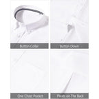 J.Ver Men'S Oxford Shirt Solid Casual Button Down Collar Shirts Long Sleeve Dress Shirts With Pocket